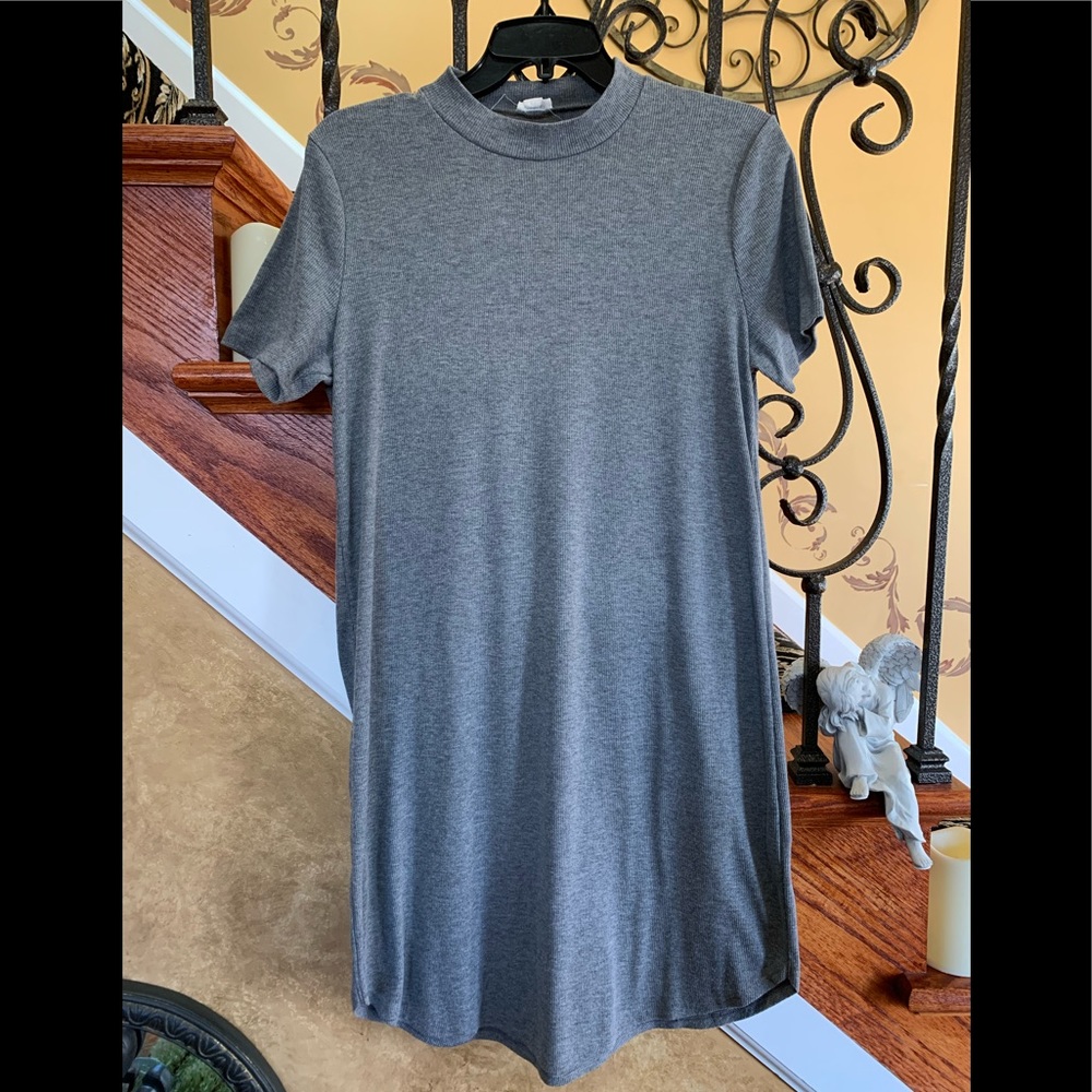 Garage Grey Short Sleeve Ribbed Dress Size L